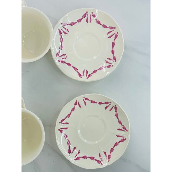 2 Williamsburg Husk by WEDGWOOD Footed Cup & Saucer Set, Teacup Ribbon Floral - Picture 7 of 11